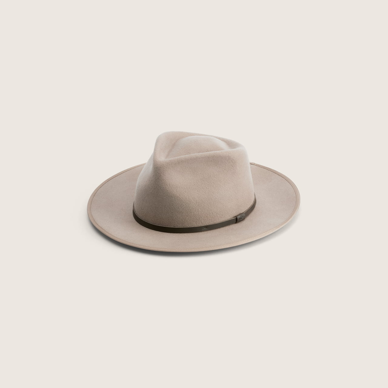 Calloway Fawn Front View - Light Brown Merino Wool Wide Brim Hat for Men & Women