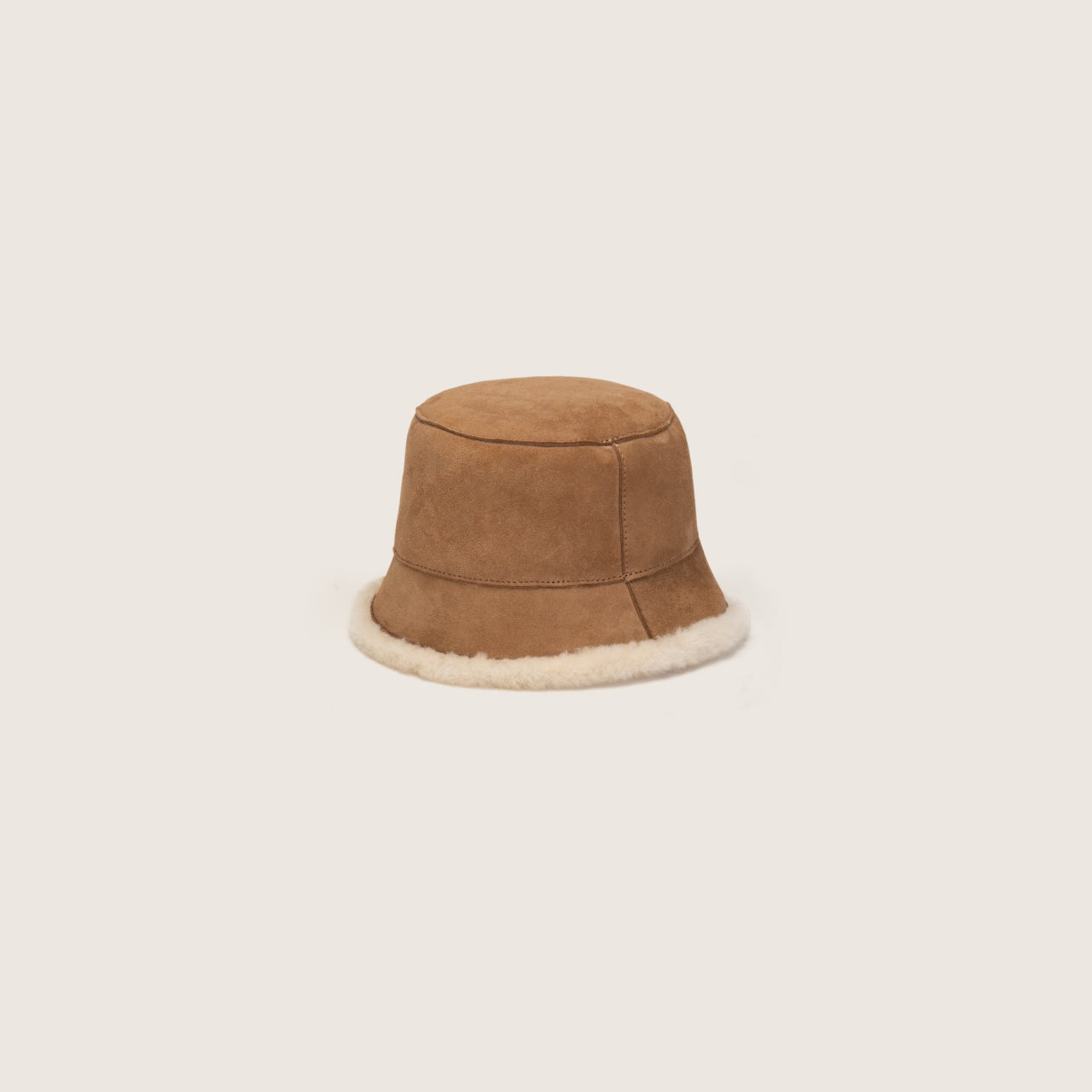 Side view of the wool ugg bucket hat