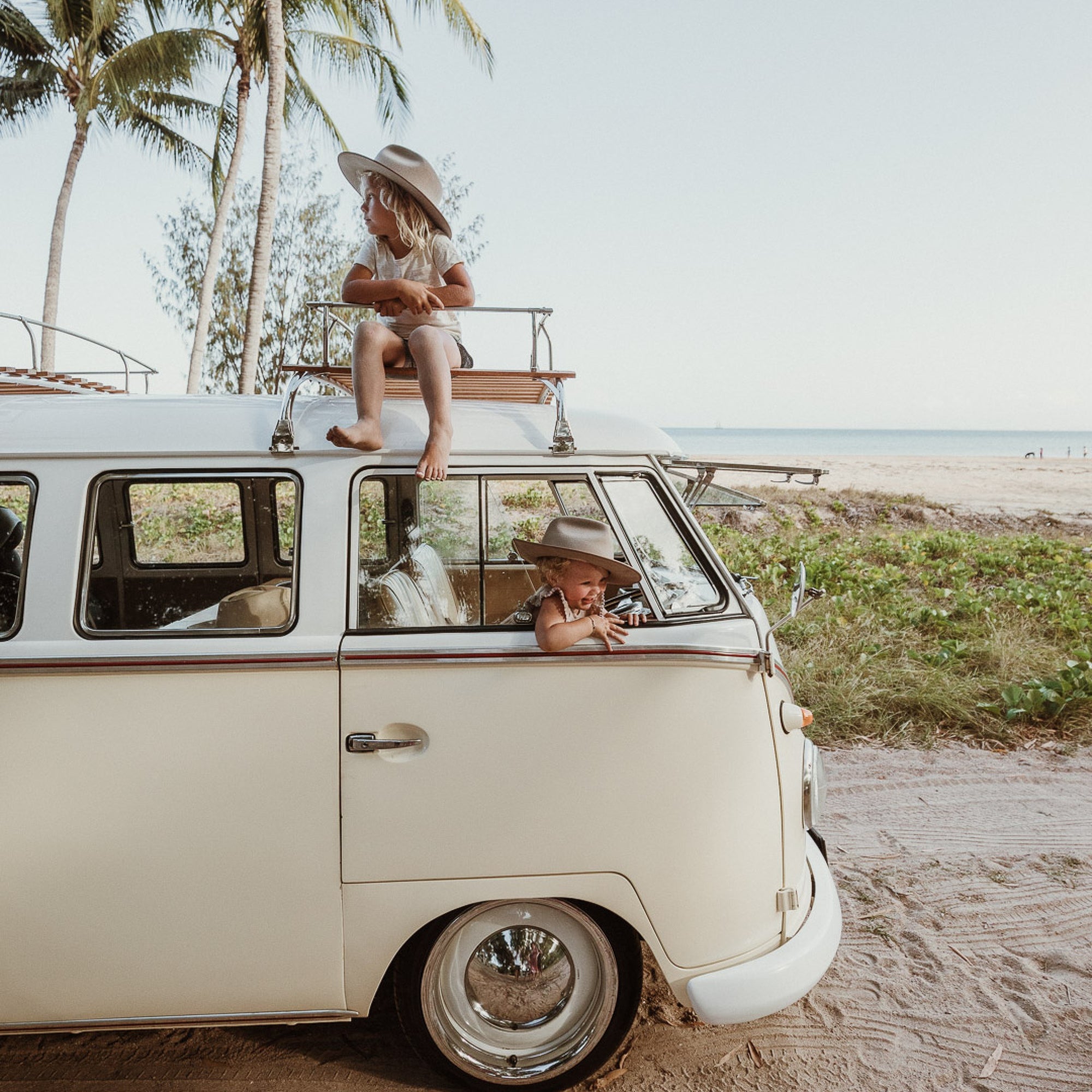 Kids hanging out in their kombi