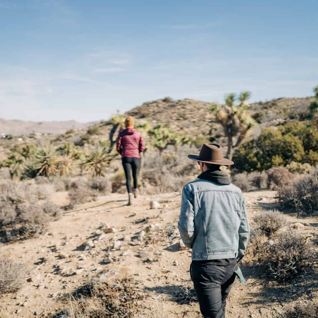 William and a friend hiking through Joshua Tree