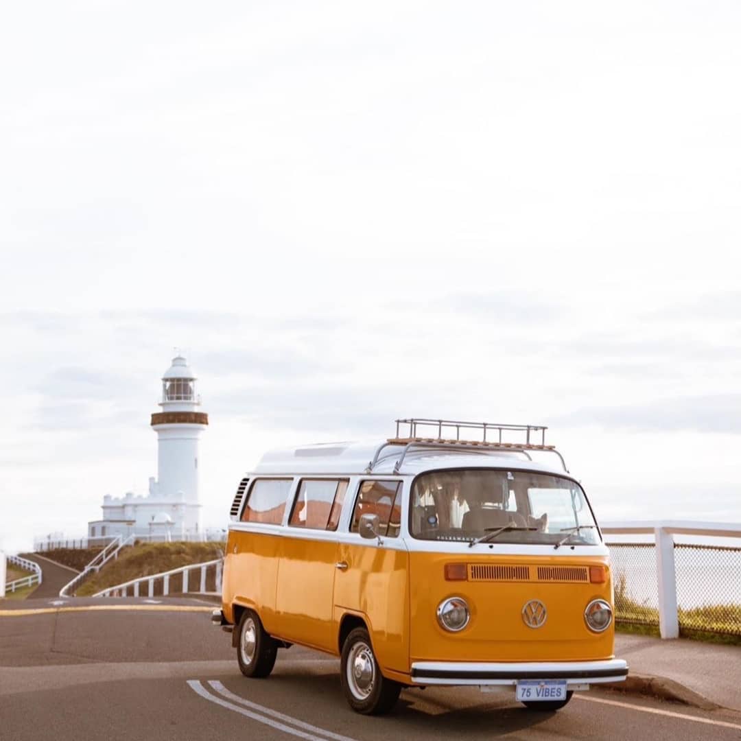 Stella the combi parked by a lighthouse