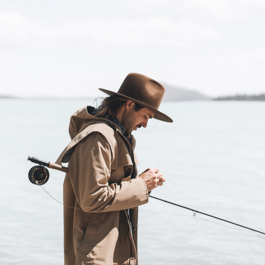 Stefan Haworth setting up his fishing rod