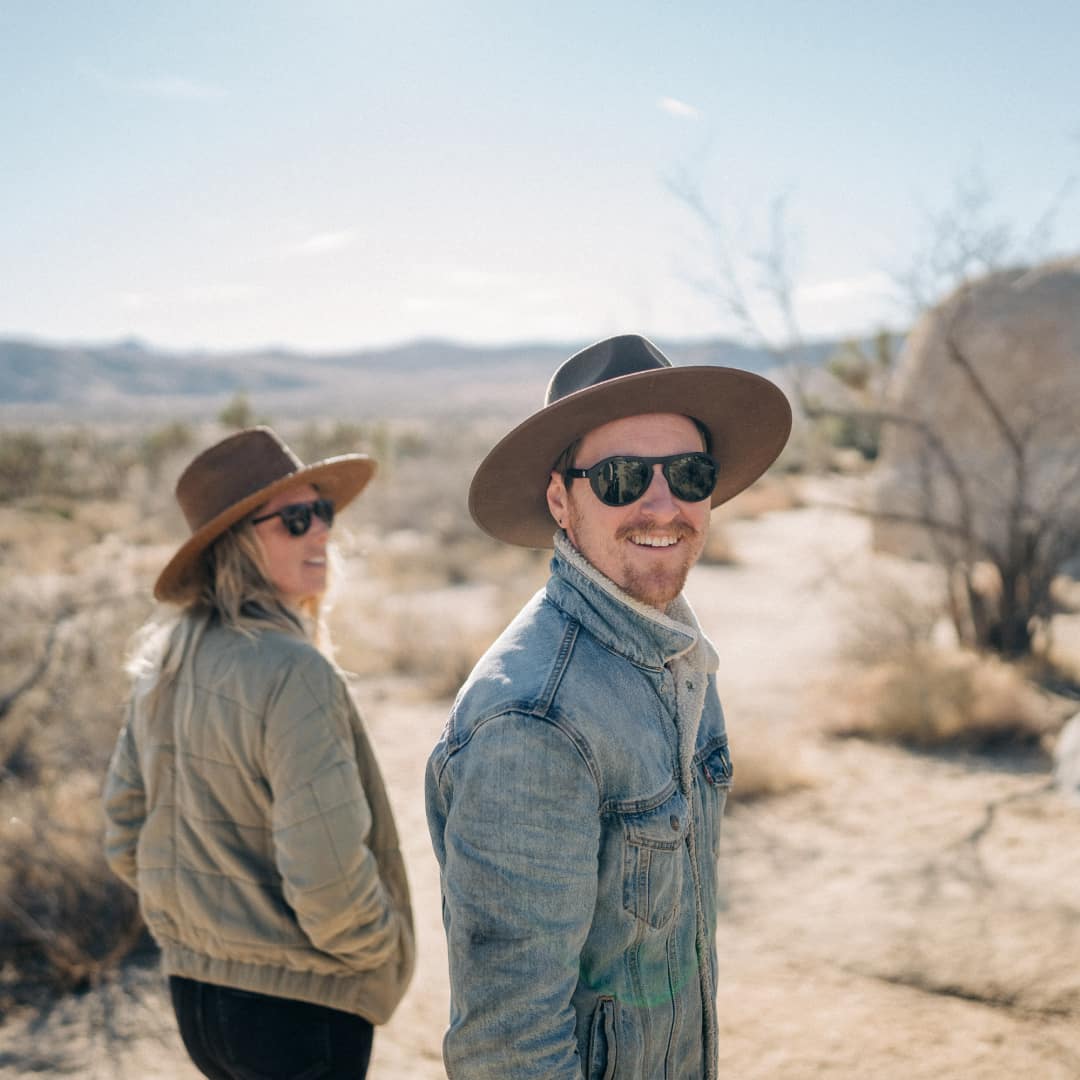 William and a friend walking around Joshua Tree